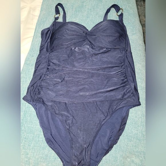 NEW NWOT ArteSands Plus Size Navy Blue Aria Bandeau Underwire One Piece Sz US 20 - Picture 7 of 10
